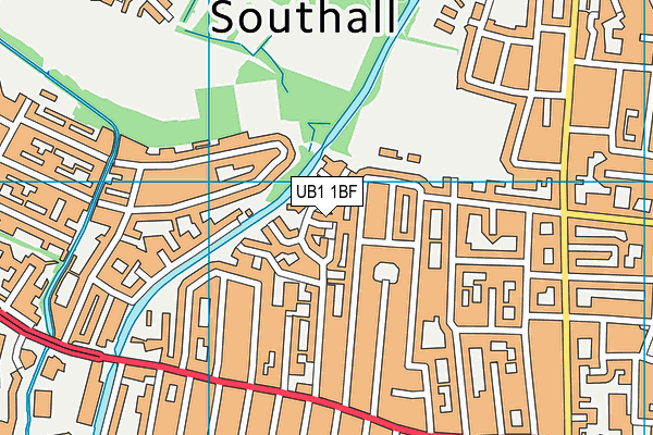 UB1 1BF map - OS VectorMap District (Ordnance Survey)