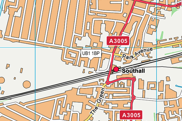 UB1 1BP map - OS VectorMap District (Ordnance Survey)