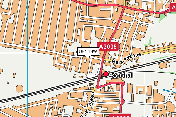 UB1 1BW map - OS VectorMap District (Ordnance Survey)