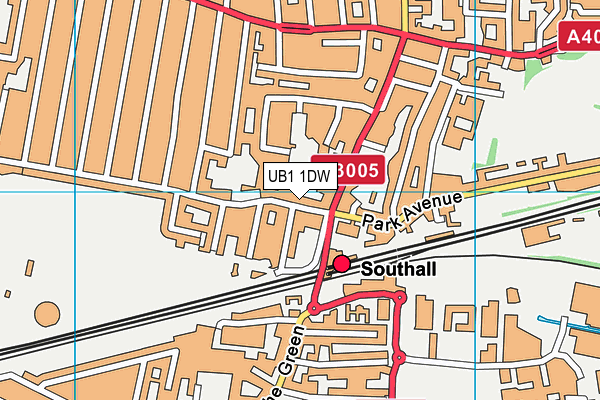 UB1 1DW map - OS VectorMap District (Ordnance Survey)