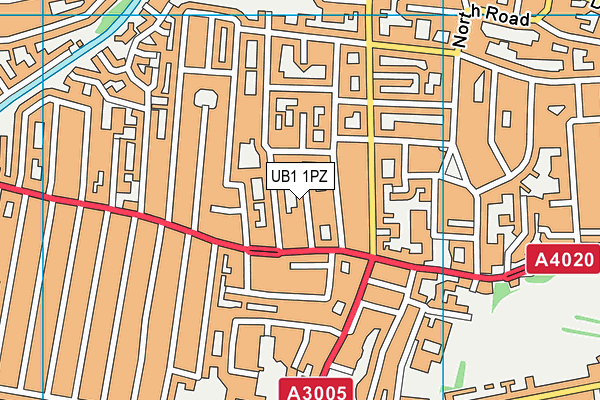 UB1 1PZ map - OS VectorMap District (Ordnance Survey)