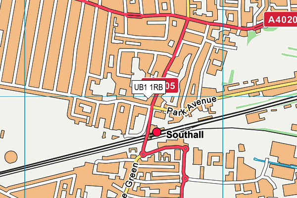 UB1 1RB map - OS VectorMap District (Ordnance Survey)