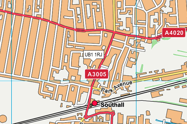 UB1 1RJ map - OS VectorMap District (Ordnance Survey)