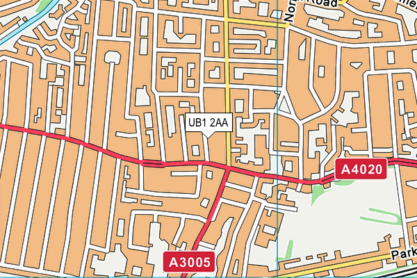 UB1 2AA map - OS VectorMap District (Ordnance Survey)