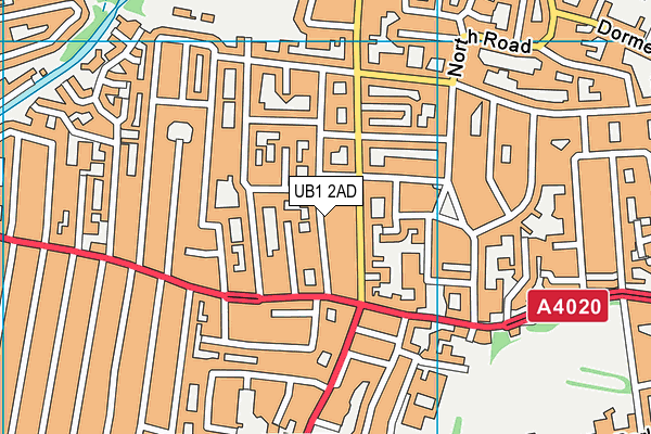 UB1 2AD map - OS VectorMap District (Ordnance Survey)