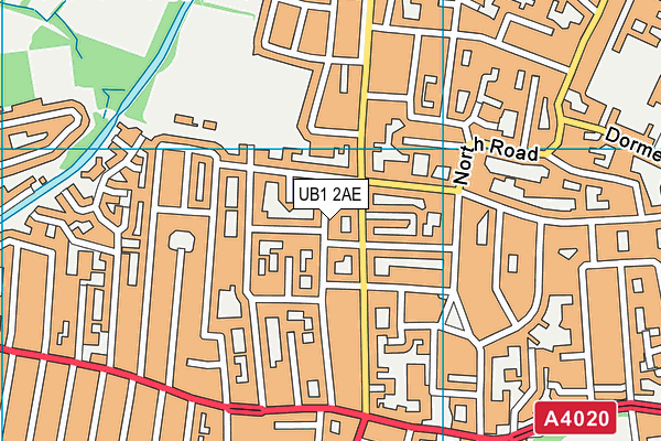 UB1 2AE map - OS VectorMap District (Ordnance Survey)