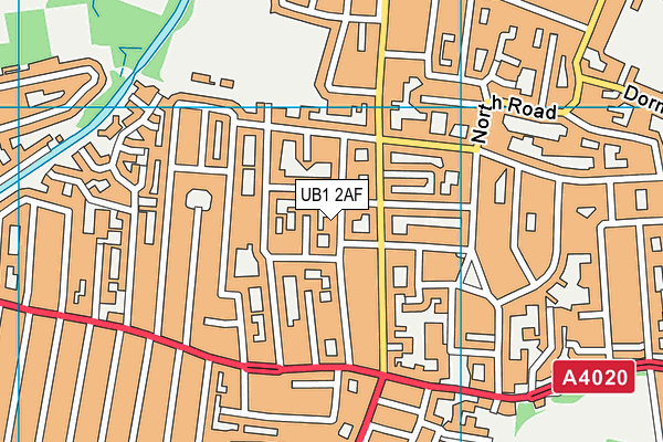UB1 2AF map - OS VectorMap District (Ordnance Survey)