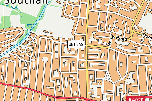 UB1 2AG map - OS VectorMap District (Ordnance Survey)