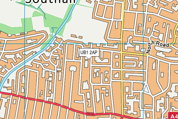 UB1 2AP map - OS VectorMap District (Ordnance Survey)
