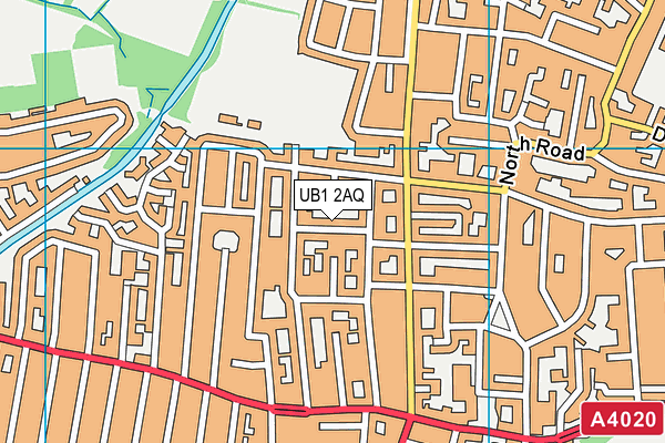 UB1 2AQ map - OS VectorMap District (Ordnance Survey)