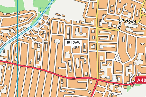 UB1 2AW map - OS VectorMap District (Ordnance Survey)