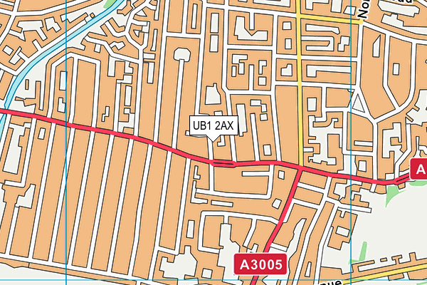 UB1 2AX map - OS VectorMap District (Ordnance Survey)