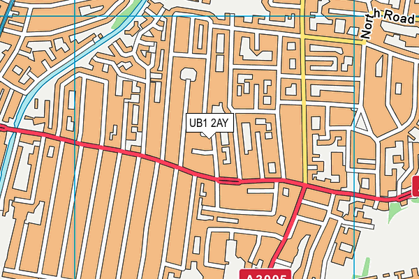 UB1 2AY map - OS VectorMap District (Ordnance Survey)