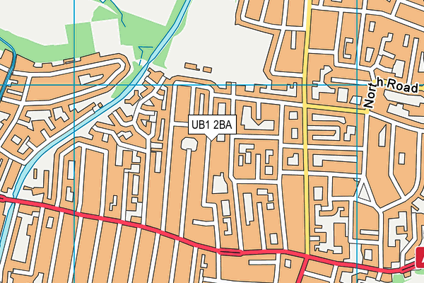 UB1 2BA map - OS VectorMap District (Ordnance Survey)
