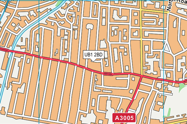 UB1 2BD map - OS VectorMap District (Ordnance Survey)