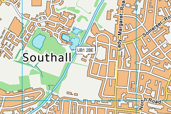 UB1 2BE map - OS VectorMap District (Ordnance Survey)