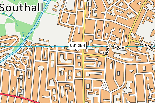 UB1 2BH map - OS VectorMap District (Ordnance Survey)