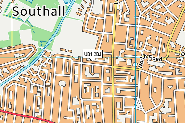 UB1 2BJ map - OS VectorMap District (Ordnance Survey)