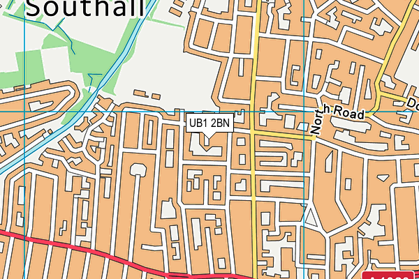 UB1 2BN map - OS VectorMap District (Ordnance Survey)