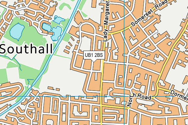 UB1 2BS map - OS VectorMap District (Ordnance Survey)