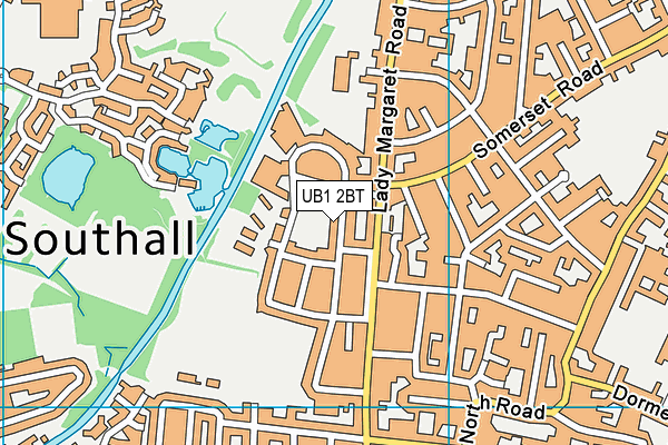 UB1 2BT map - OS VectorMap District (Ordnance Survey)