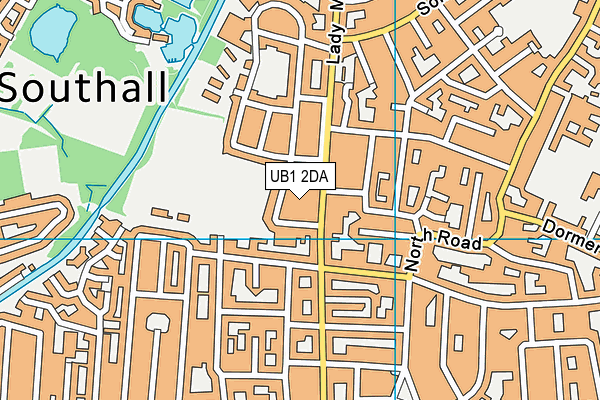 UB1 2DA map - OS VectorMap District (Ordnance Survey)