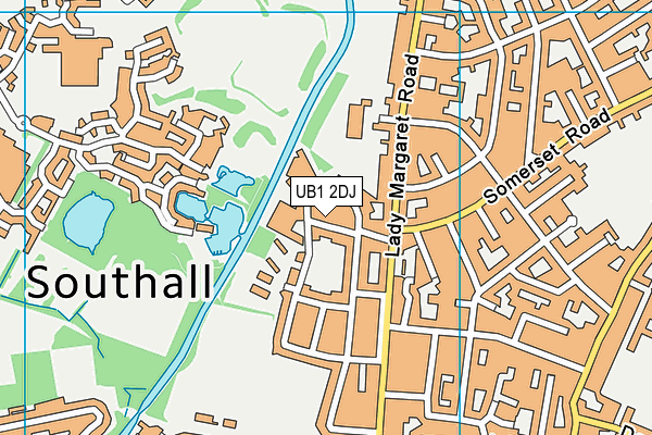 UB1 2DJ map - OS VectorMap District (Ordnance Survey)