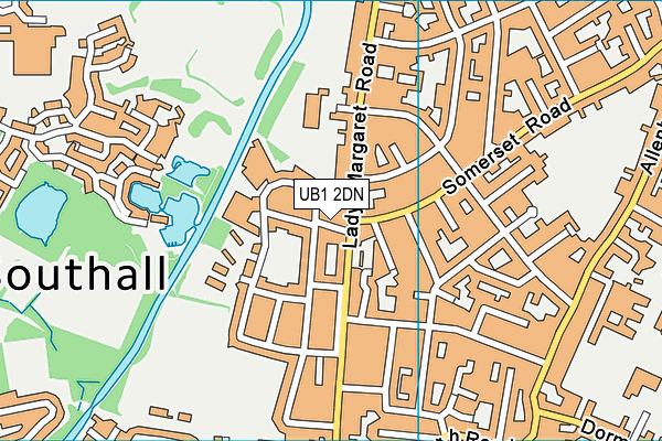 UB1 2DN map - OS VectorMap District (Ordnance Survey)
