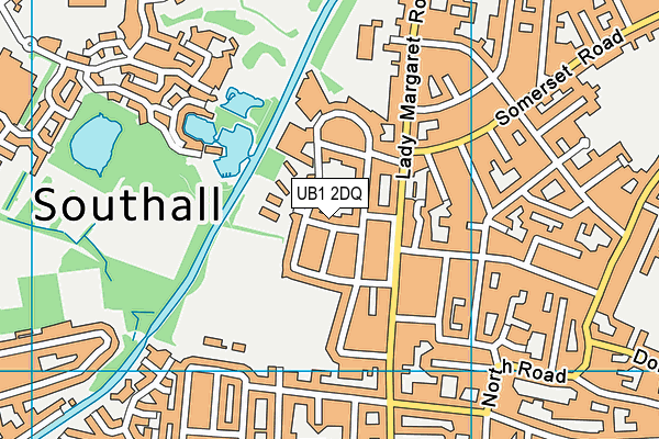 UB1 2DQ map - OS VectorMap District (Ordnance Survey)