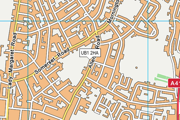 UB1 2HA map - OS VectorMap District (Ordnance Survey)