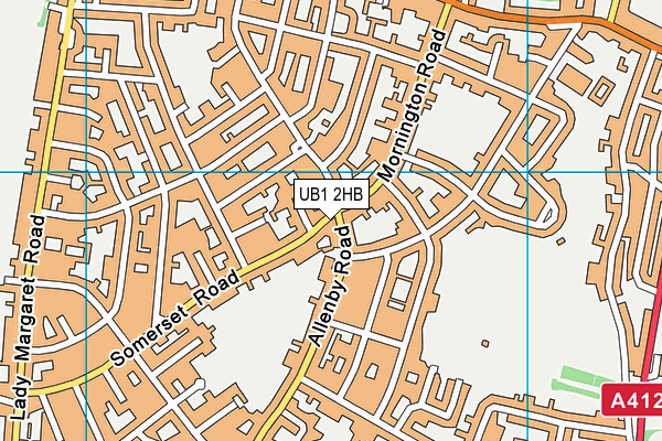 UB1 2HB map - OS VectorMap District (Ordnance Survey)