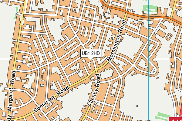UB1 2HD map - OS VectorMap District (Ordnance Survey)