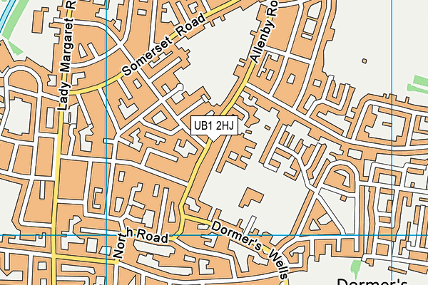 UB1 2HJ map - OS VectorMap District (Ordnance Survey)