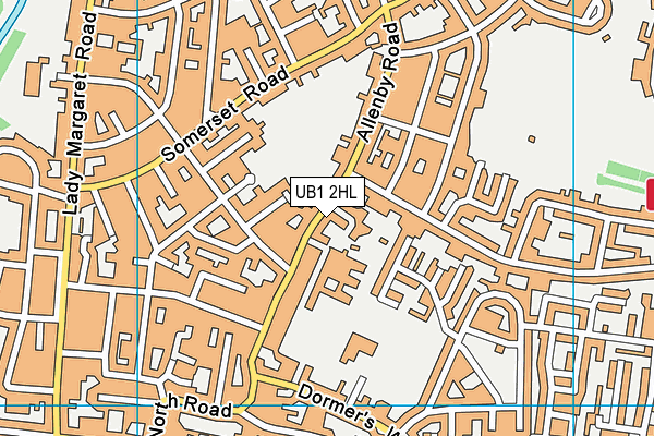 UB1 2HL map - OS VectorMap District (Ordnance Survey)
