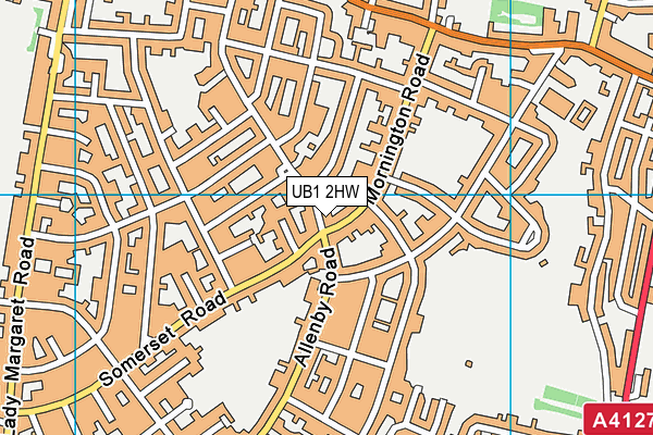 UB1 2HW map - OS VectorMap District (Ordnance Survey)