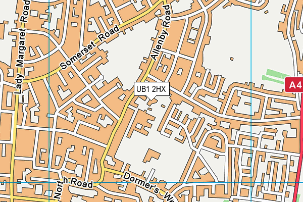 UB1 2HX map - OS VectorMap District (Ordnance Survey)