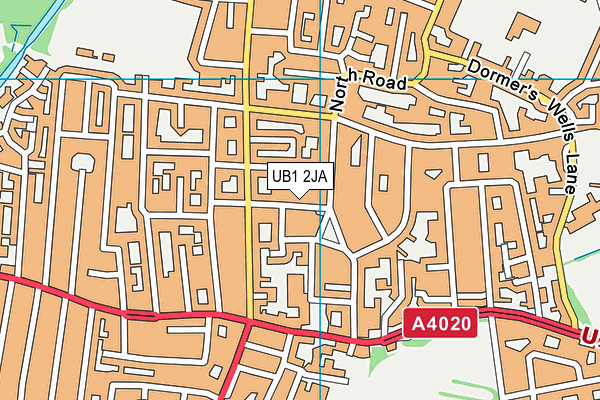 UB1 2JA map - OS VectorMap District (Ordnance Survey)