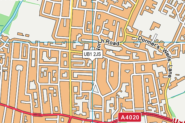 UB1 2JS map - OS VectorMap District (Ordnance Survey)