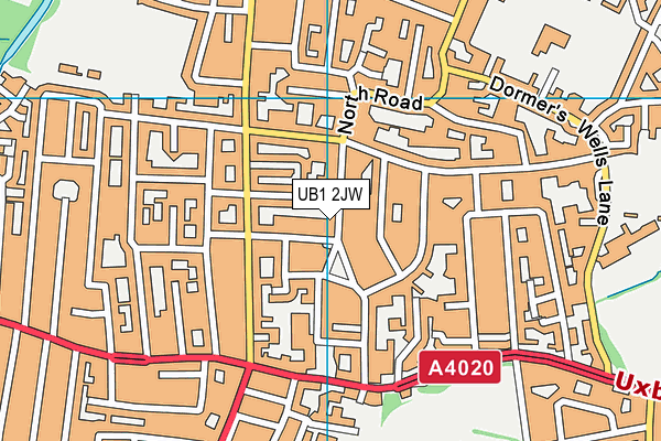 UB1 2JW map - OS VectorMap District (Ordnance Survey)