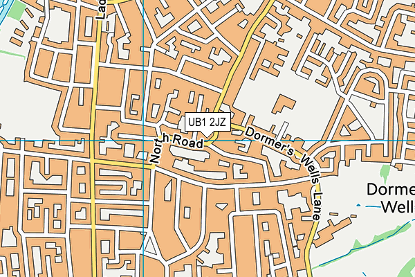 UB1 2JZ map - OS VectorMap District (Ordnance Survey)