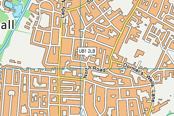 UB1 2LB map - OS VectorMap District (Ordnance Survey)