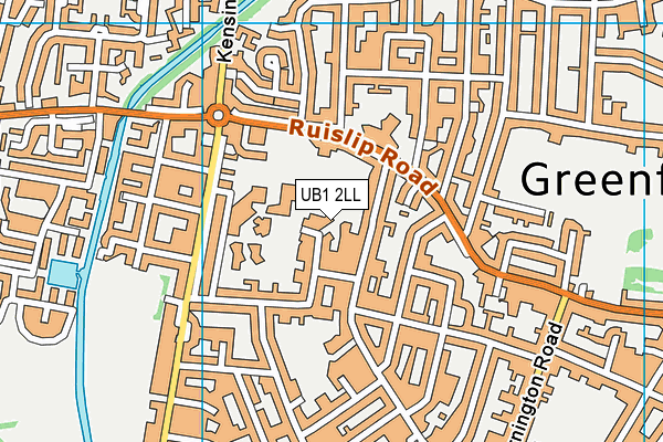 UB1 2LL map - OS VectorMap District (Ordnance Survey)