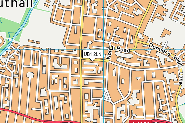 UB1 2LN map - OS VectorMap District (Ordnance Survey)