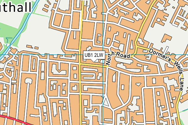 UB1 2LW map - OS VectorMap District (Ordnance Survey)