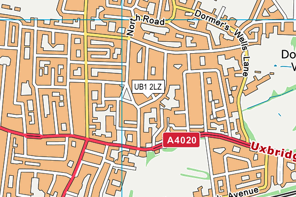 UB1 2LZ map - OS VectorMap District (Ordnance Survey)