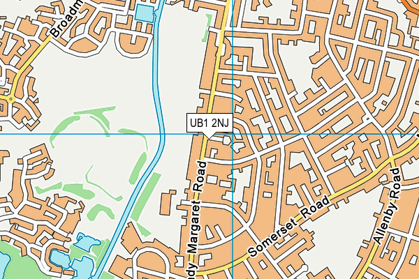 UB1 2NJ map - OS VectorMap District (Ordnance Survey)