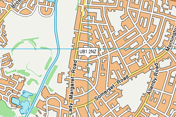 UB1 2NZ map - OS VectorMap District (Ordnance Survey)