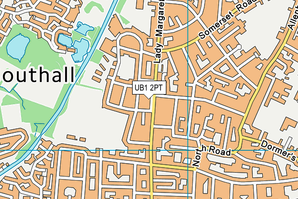 UB1 2PT map - OS VectorMap District (Ordnance Survey)