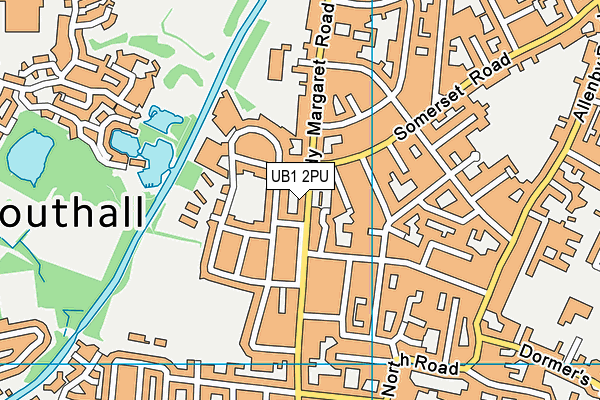 UB1 2PU map - OS VectorMap District (Ordnance Survey)