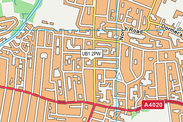 UB1 2PW map - OS VectorMap District (Ordnance Survey)